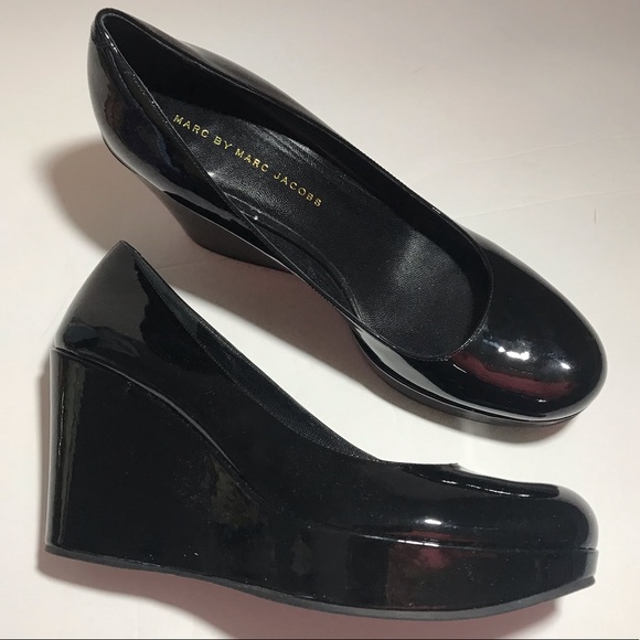 Marc Jacobs Shoes - *MARC JACOBS* Black Patent Leather Pump Wedge